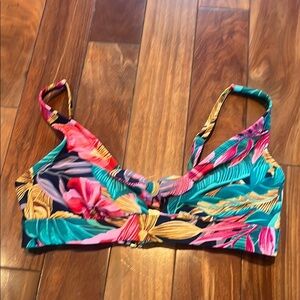 Kona Sol Red and Pink Bikini Top with Adjustable Straps